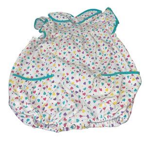 Vintage Tiny Town Toddler Girls Bubble Romper Size 18 M White Multicolor Hearts